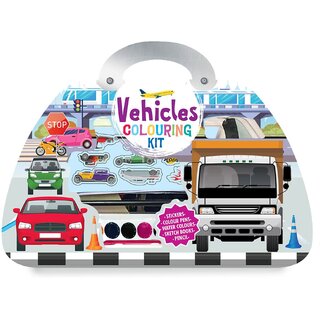 Vehicles Colouring Kit with stickers, Colouring Pens  Water Colour Set