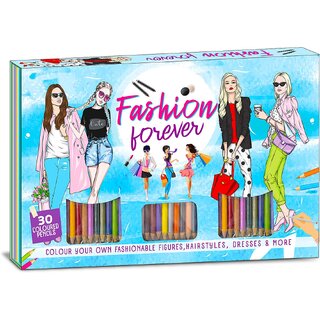 Fashion Forever 21 Colouring Kit, Little Master Artist 30 full Size Colour Pencils Stage.