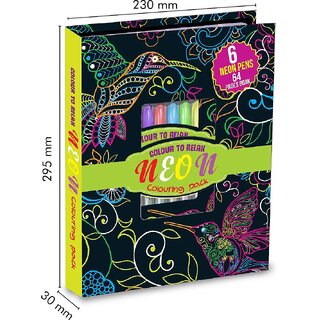 Extra large Neon Anti Stress Colouring Kit (with Colours  Glitter Tubes)