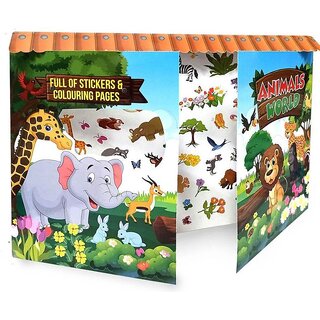 Create your own animal world with stickers and colouring suitable for 4 to 10 year old.