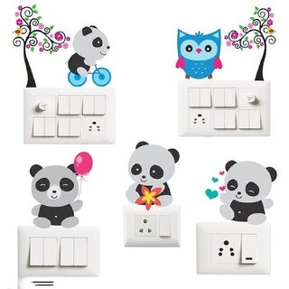 Cycling panda Wall Sticker & Cute Panda Switch Board Sticker Set