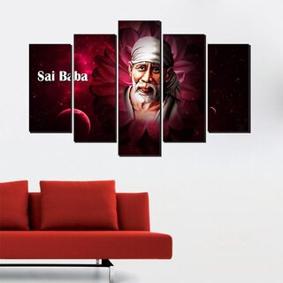 Sai Baba Five Piece Poster wall Covering Area-(W 79 X H 49)