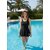 Women's Two-Piece Swimsuit, Black Peplum Tank Top with Butterfly Detail, Swimming Costume with Built-in Shorts Fere Size -Medium