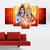 Mahadev Paarwati Maa Ganpati Bappa Five Piece Poster wall Covering Area-(W 79 X