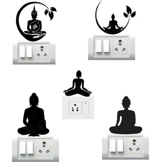 black budha  Wall Sticker & Switch Board Sticker Set