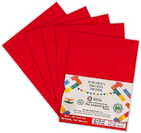 A4 Colored Pastel Incandescent Paper 80 GSM  100 Sheets  Premium Quality Craft  Decorative Paper for School Projects
