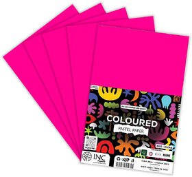 INC Coloured Flourscent Pastel Paper A4 Size  100 Sheets  80 GSM Premium Multicolor Craft Paper for School Projects