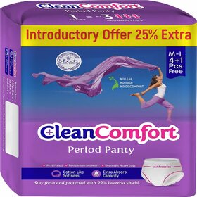 Clean Comfort Disposable Period Panties for Women  Girls Cotton Soft Sanitary Pads M-L (Pack of 5)