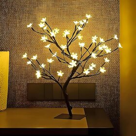 Bonsai Tree Touch Lamp Cherry Blossom Twig Tree Desk Tabletop Switch Night Tree Decor Fairy Lights Candle for Festivals,