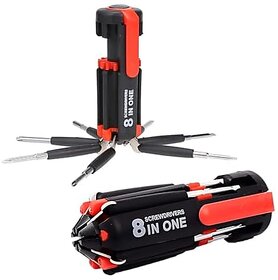 8 in 1 Multi Screwdriver with 6 LED/Torch Set  Versatile  Compact Professional Tools for Illumination and Precision Repairs at Home Laptop DIY Projects