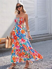 Elara Floral Rayon Elegant Evening Maxi Dress For Women