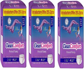 3 Packs of Clean Comfort Disposable Period Panties Combo for Women  Girls Cotton Soft Sanitary Pads M-L (Pack of 15)