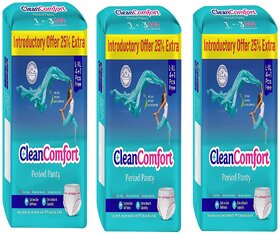 3 Packs of Clean Comfort Disposable Period Panties Combo for Women  Girls Cotton Soft Sanitary Pads L-XL (Pack of 15)