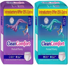 Combo Packs of Clean Comfort Disposable Period Panties for Women  Girls Cotton Soft Sanitary Pads M-L + L-XL Pack of 10