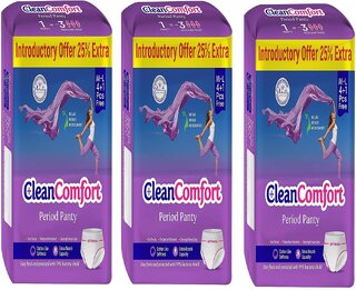 3 Packs of Clean Comfort Disposable Period Panties Combo for Women  Girls Cotton Soft Sanitary Pads M-L (Pack of 15)