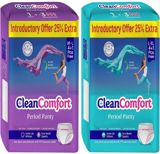 Combo Packs of Clean Comfort Disposable Period Panties for Women  Girls Cotton Soft Sanitary Pads M-L + L-XL Pack of 10