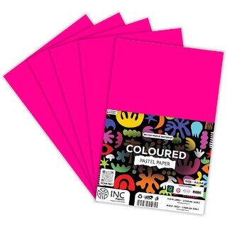 INC Coloured Flourscent Pastel Paper A4 Size  100 Sheets  80 GSM Premium Multicolor Craft Paper for School Projects