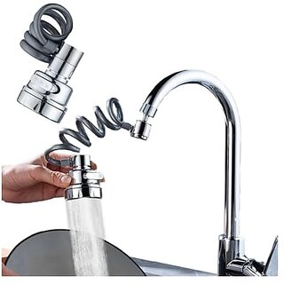 UCRAVO Sink Sprayer Attachment for Faucet Kitchen Sink Sprayer Removable Faucet Tap Extender Aerator with Stretchable Hose Attachment Kitchen Water Saving Sprayer 3 Water Outlet Modes (Pack Of-1)