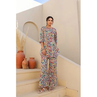 ELARA Women's Chic Floral Co-ord Set - Fashion-Forward Rayon Slub Outfit