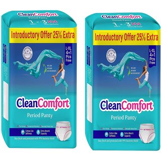 2 Packs of Clean Comfort Disposable Period Panties Combo for Women  Girls Cotton Soft Sanitary Pads L-XL (Pack of 10)