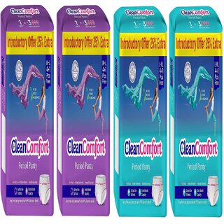 4 Packs of Clean Comfort Disposable Period Panties for Women  Girls Cotton Soft Sanitary Pads M-L + L-XL (Pack of 20)