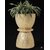 Decorative Plant Pot, Gold Leaf Pattern, Hourglass Shape, Modern Indoor Planter with Pedestal Base, Ceramic Home Decor