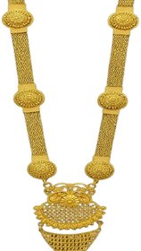 Exquisite Gold-Tone Ethnic Necklace for Weddings and Festive Occasions