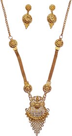 Elegant Traditional Gold-Tone Necklace Earring Set