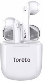 Toreto T-Pods TWS Wireless Earbuds Handsfree Wireless Earphones, TOR286 Bluetooth Headset (White, True Wireless)329clone.