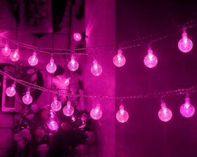 Crystal Ball Pink Lights for Bedroom, Waterproof Pink Christmas Lights for Bedroom Girls Kids...