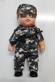 RIVA CREATIONS Cute Little Soldier Boy Doll in Printed Dress for Kids Multicolor