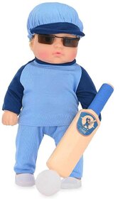 RIVA CREATIONS Cute Little Boy in Cricketer Printed Dress Doll with Bat and  Ball for Kids Multicolor