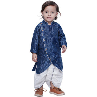 Kid Kupboard Cotton Baby Boys Kurta and Pyjama Set, Blue/White, Full-Sleeves, 3-4 Years KIDS8051