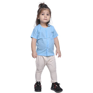 Kid Kupboard Cotton Baby Boys Shirt, Light Blue, Half-Sleeves, 3-4 Years KIDS8053