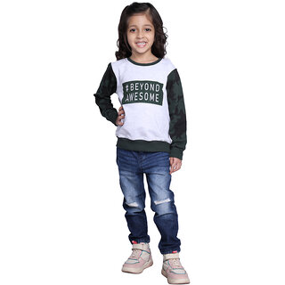 Kid Kupboard Cotton Girls Sweatshirt, Multicolor, Full-Sleeves, 7-8 Years KIDS8081