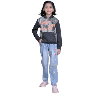 Kid Kupboard Cotton Girls Sweatshirt, Multicolor, Full-Sleeves, 9-10 Years KIDS8082