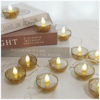 Diyas String Lights Decorations, Happy Diwali Flame Shaped Lamps,
