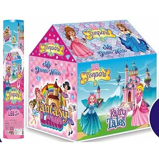 RIVA CREATIONS Fantasy Land Castle Theme Playhouse Tent House with Led Lights For kids  (Pink)
