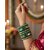 Traditional Green Silk Thread Bangles Set, Mirror Work with Gold Beads