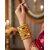 Traditional Yellow Silk Thread Bangles Set, Mirror Work with Gold Beads, 6 Pieces