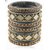 Traditional Grey Silk Thread Bangles Set, Mirror Work with Gold Beads, 6 Pieces