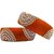 Traditional Orange Silk Thread Bangles with Gold Beaded Design Wear Accessories, Set of 2