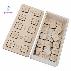 Tantrums Wooden Letter Board Game, Three Word Spelling Practice Set with CVC Words, Educational Learning Toy for 3+ Year