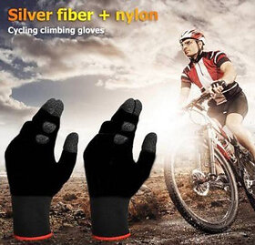 Anti Sweat Finger Mobile Touch Screen & PUBG Game And Bike Riding Use Gym & Fitness Gloves(Black)_CLN-T-178