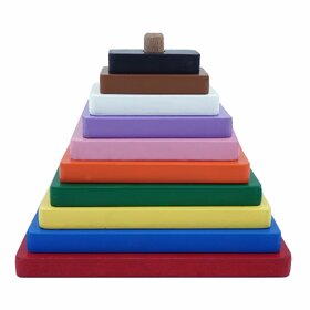 Tantrums Graded Tower Rectangle Puzzle, Wooden Building Blocks, Multicolour, 10 Pieces, Educational Toy for Kids