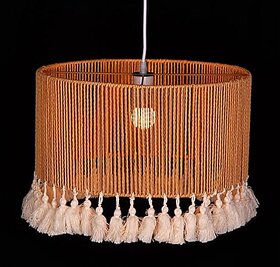Bohemian Bamboo Chandelier, Cream White Tassel Pendant Light