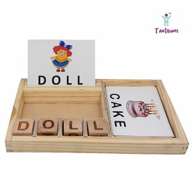 Tantrums Wooden Spelling Learning Game Educational Letter Blocks with Flash Cards Word Building Toy, for kids 3 Year +