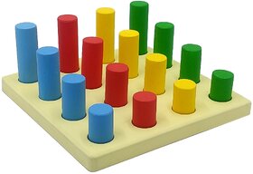 4 Pegs Size Grading Cylinder Blocks Montessori Colorful Wooden Early Home School Toy 4 pcs Set for Kids 1 Year +