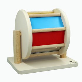 Colorful Wooden Spinning Drum Toy for Toddlers - Enhance Motor Skills and Visual Development