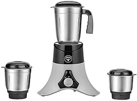 TriGrind 750 Watt Mixer Grinder with 3 Stainless Steel Jars | 3 Speed Control & Pulse Function | Heavy Duty Motor | ABS Body (Grey)
